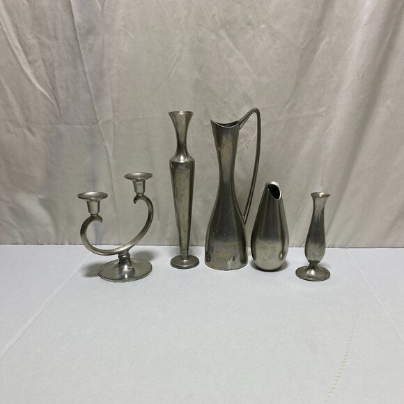 Pewter Lot of 5 Items All Made in Holland Daalderop Metewa Royal Holland - Picture 1 of 14